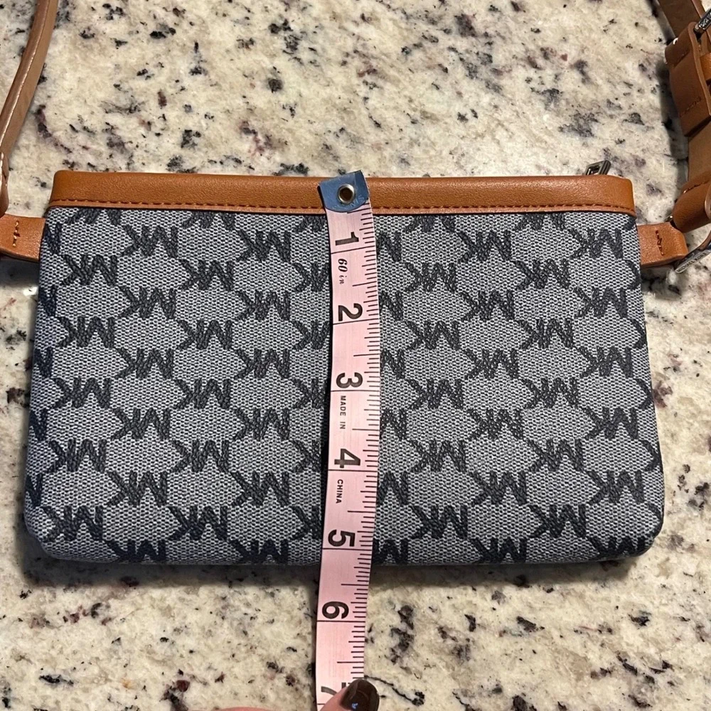 Michael Kors‎ Shoulder Bag Women Small Gray Brown Monogram Y2K Preppy Logo - Picture 7 of 7
